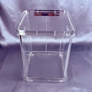 Vintage Wilardy Clear Lucite Ice Bucket Box Hinged Lid MCM Hollywood Regency 10”